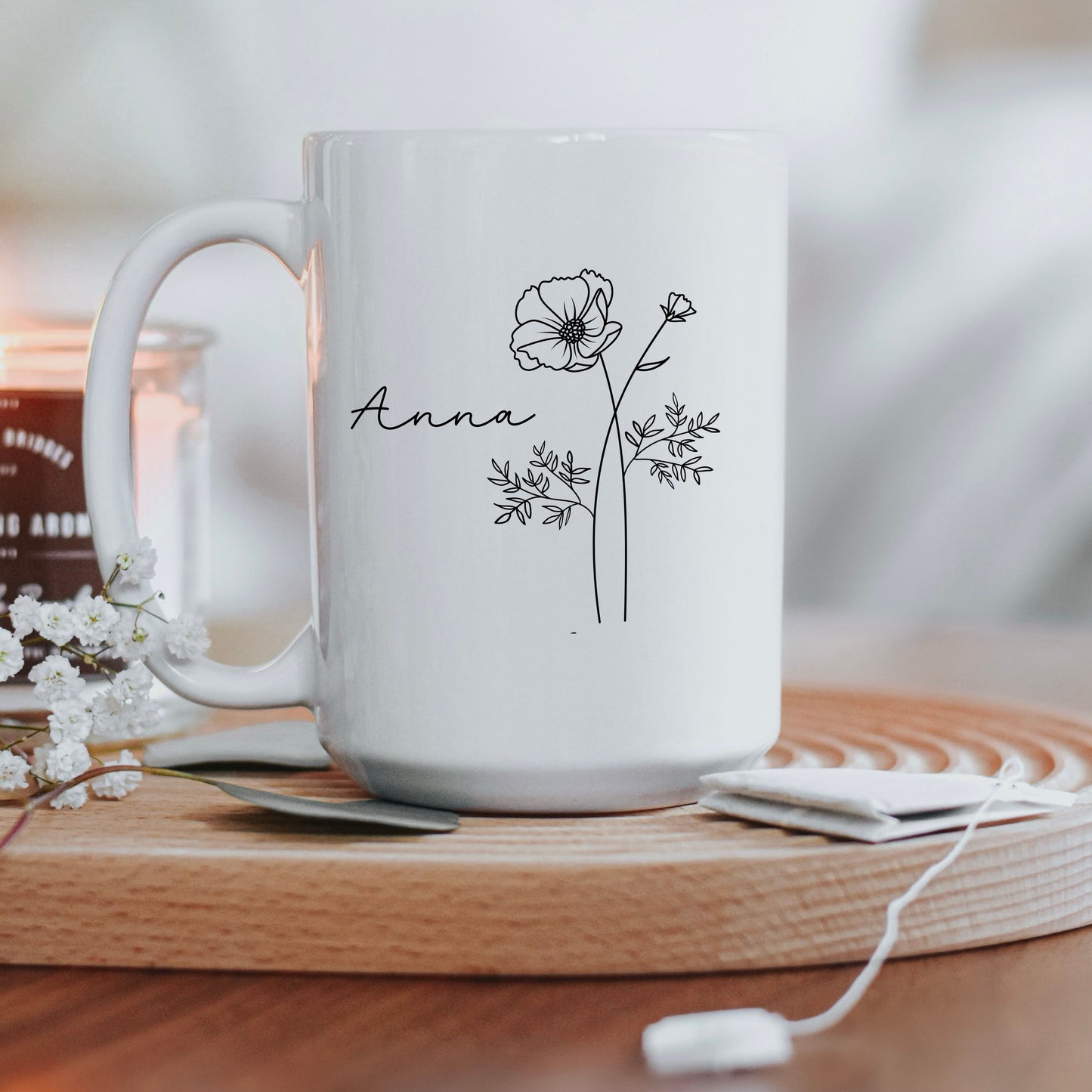 Birth Flower Mug with Customization