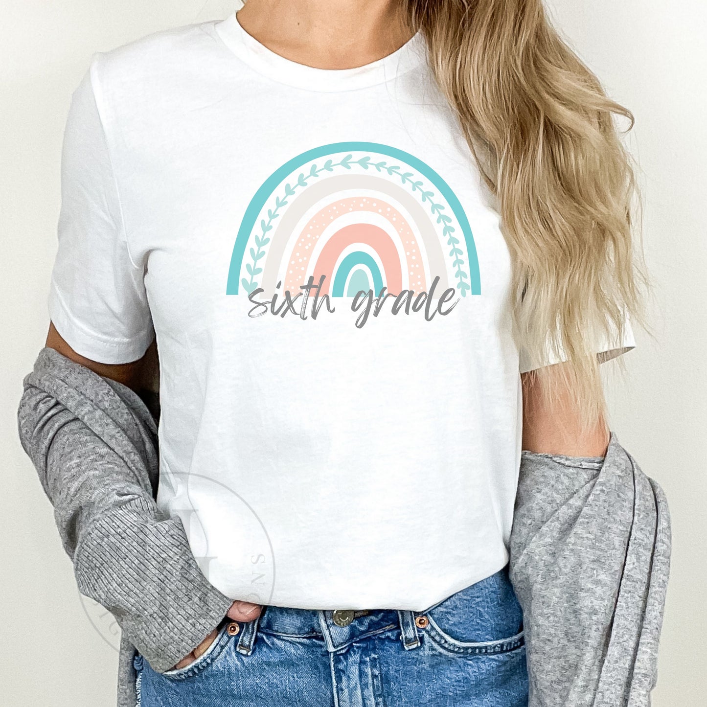 Sixth Grade Pastel Rainbow Tee