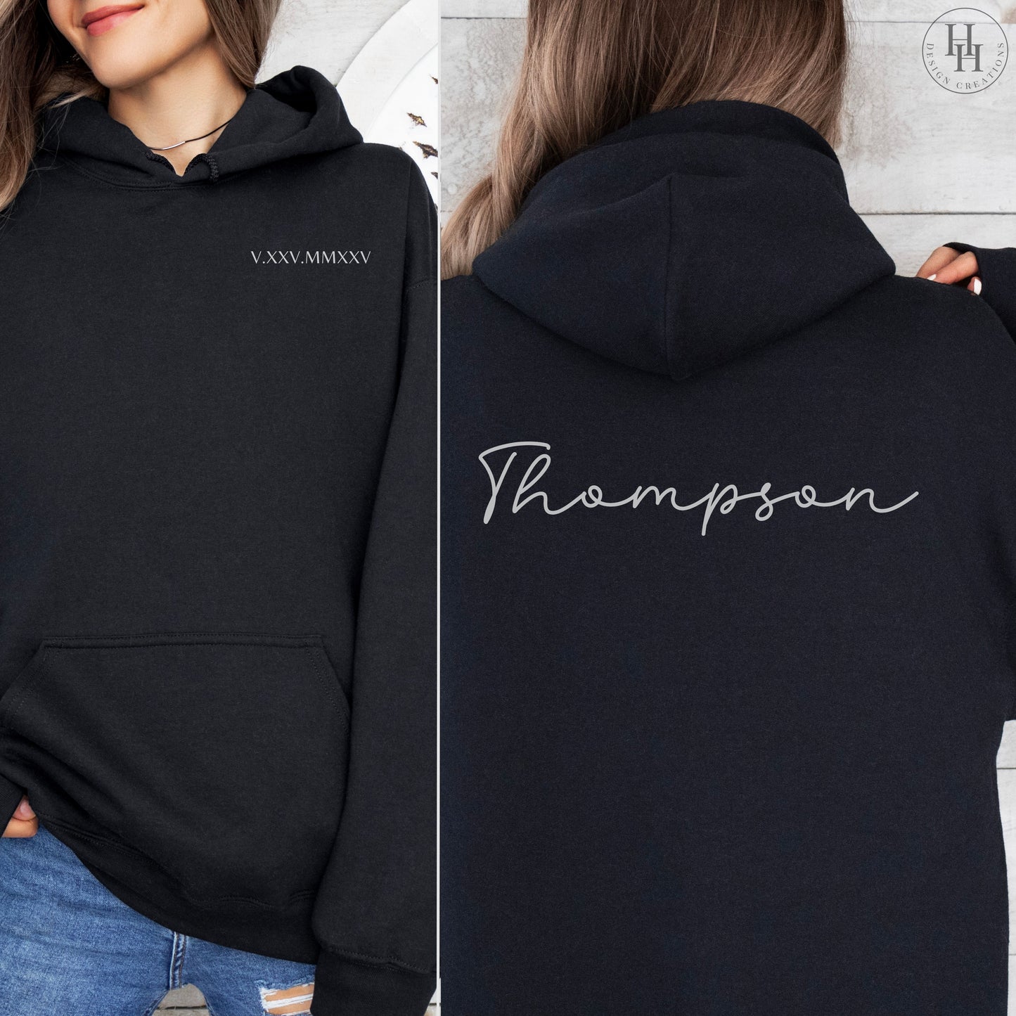 Personalized Wedding Sweatshirt Hoodie with Script Font