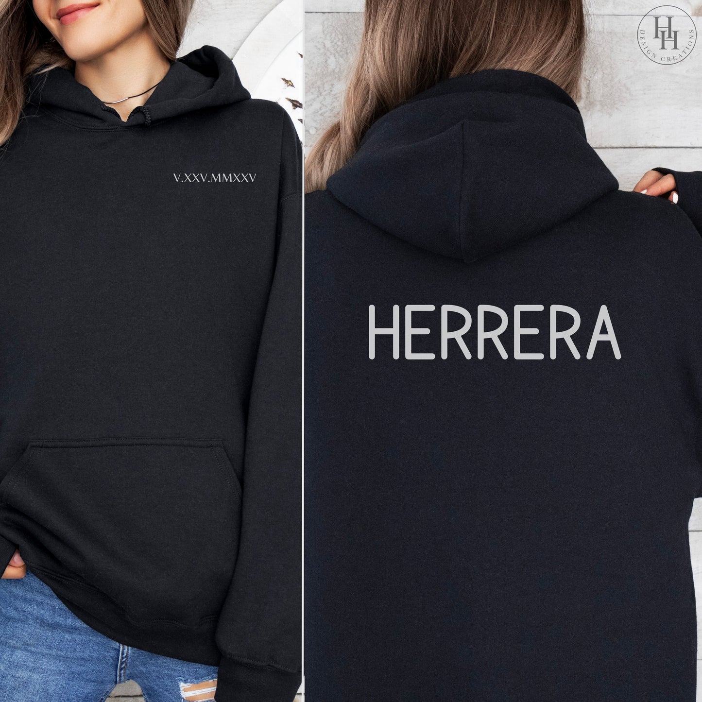 Personalized Wedding Sweatshirt Hoodie with All Caps Font
