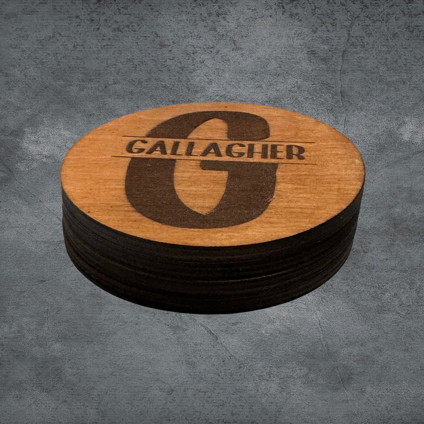 Wood Coasters with Personalized Monogram