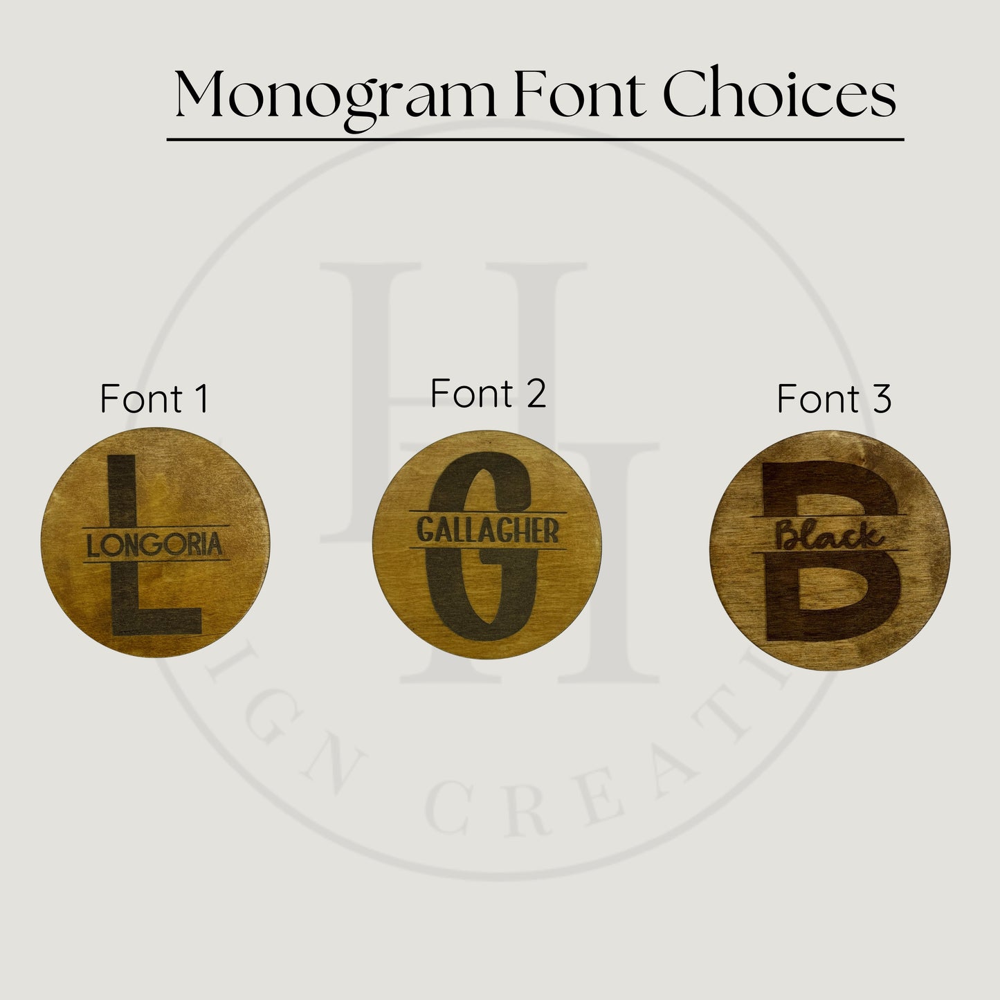 Wood Coasters with Personalized Monogram