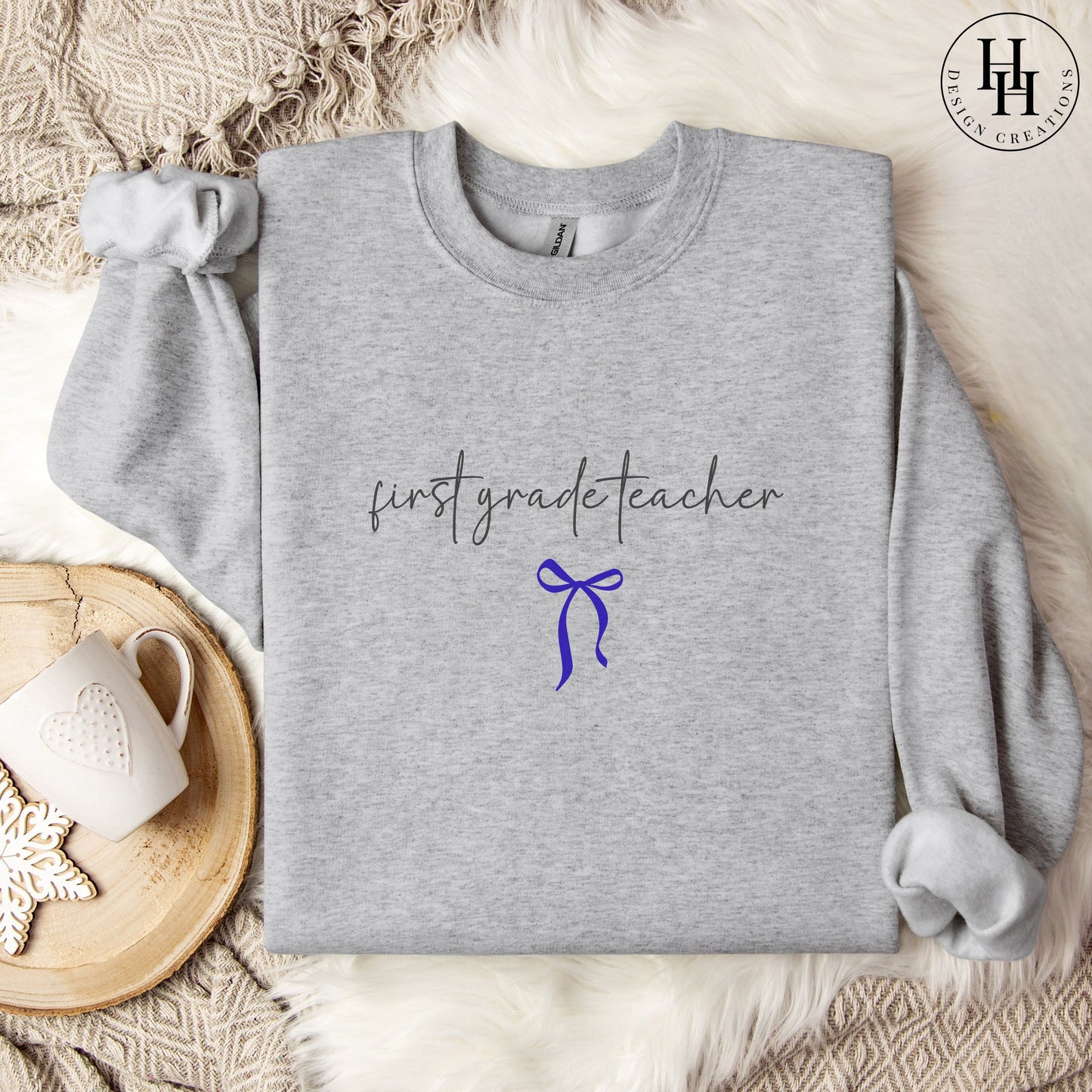 First Grade Teacher Bow Sweatshirt, Hoodie [ET1095]