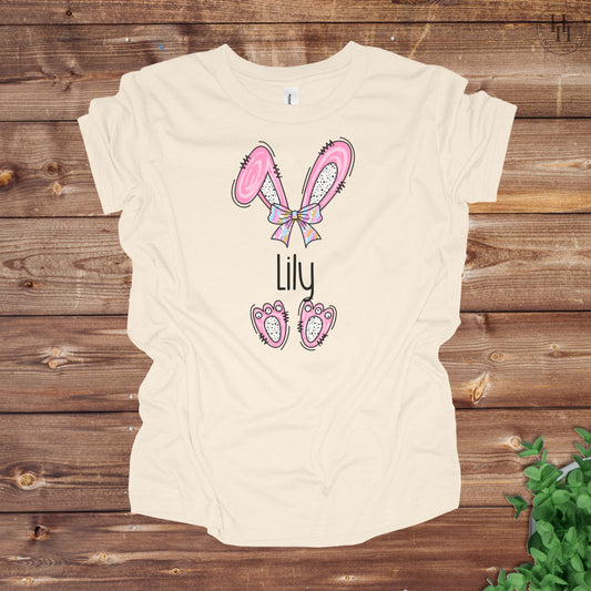 Youth Pink Easter Bunny Monogram Tee [HE1002]