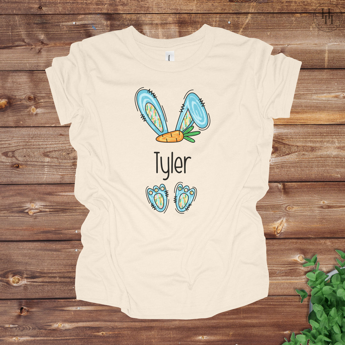 Youth Blue Easter Bunny Monogram Tee [HE1002]