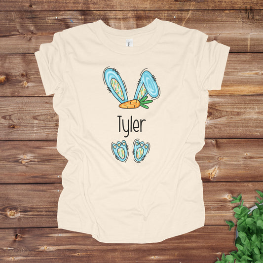 Youth Blue Easter Bunny Monogram Tee [HE1002]