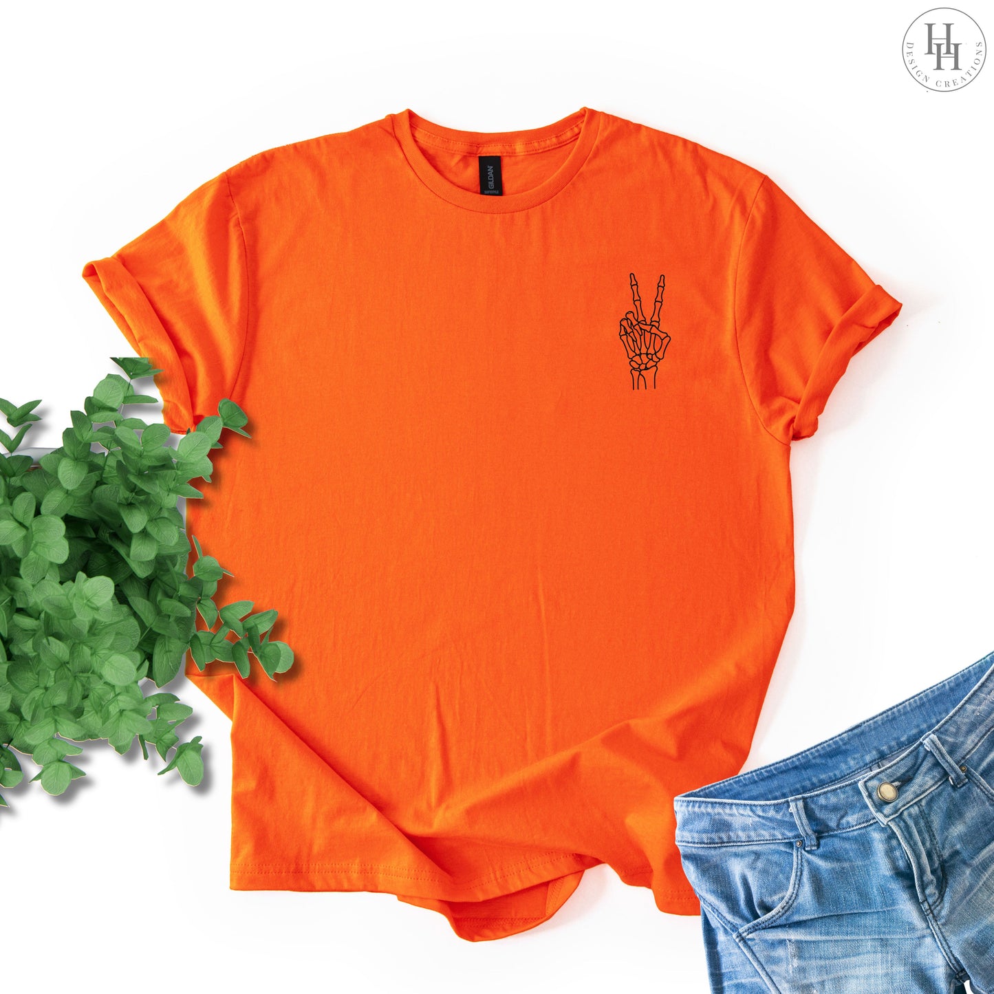 Peace Sign Skeleton Tee, Sweatshirt [HW1037]