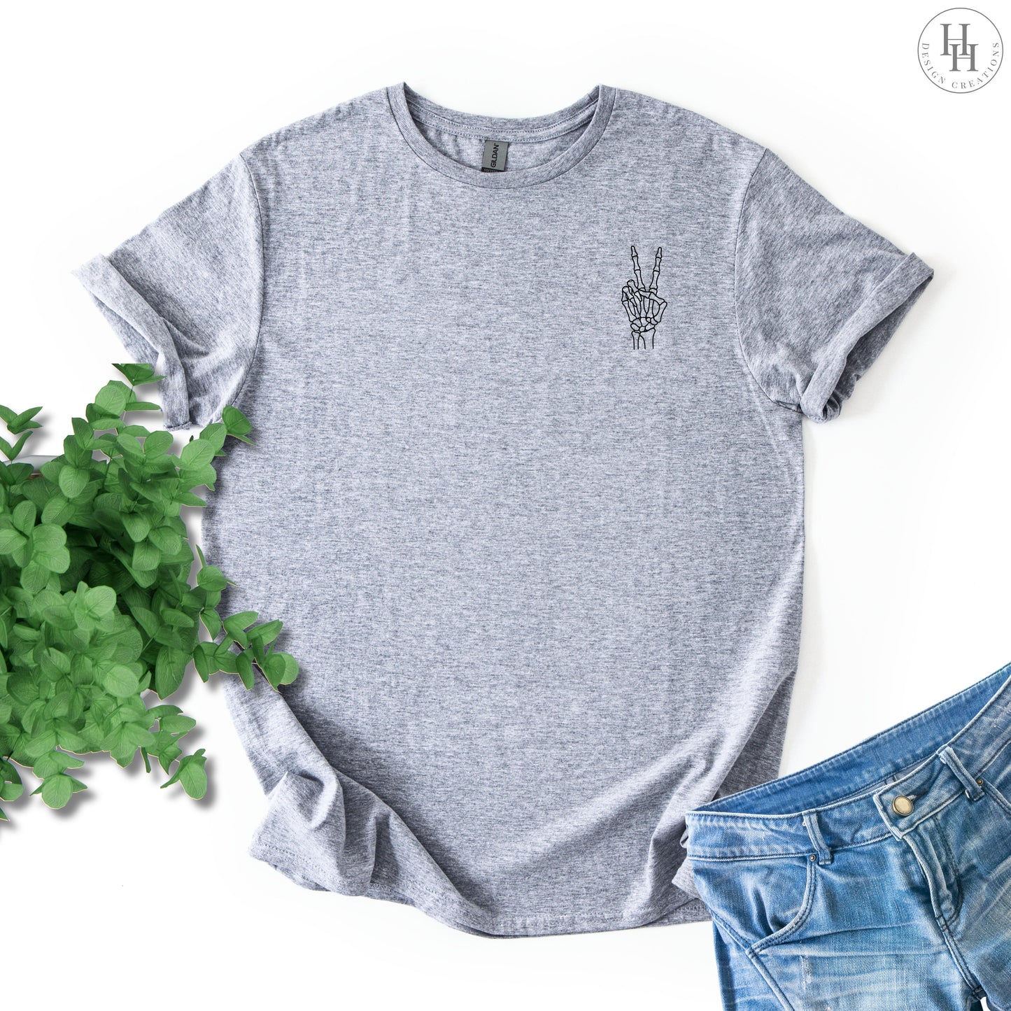 Peace Sign Skeleton Tee, Sweatshirt [HW1037]